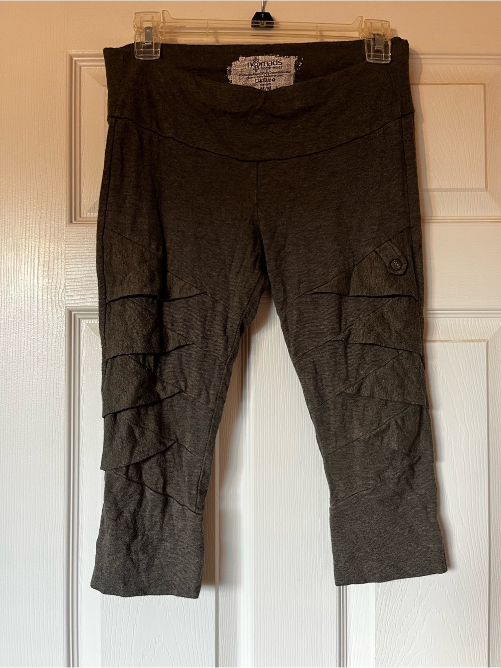 Gray Herringbone Capri Leggings